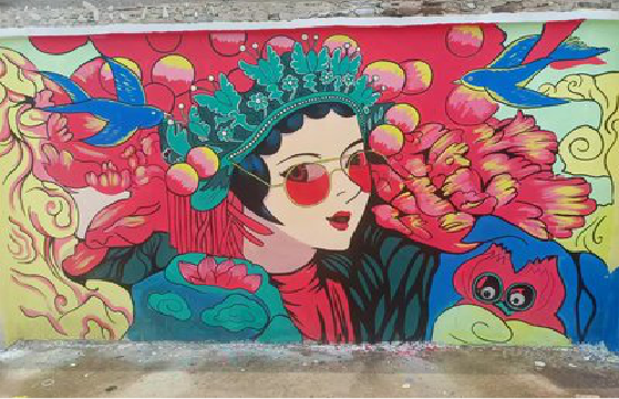 望江墙体彩绘-网红墙