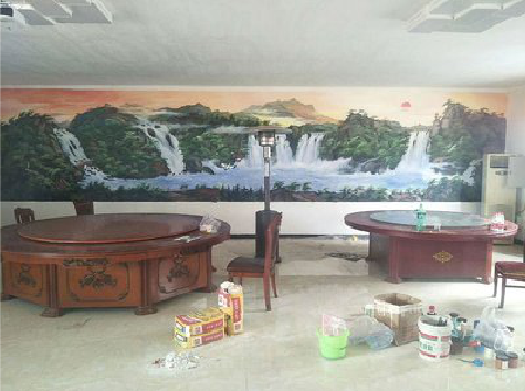 望江墙绘-写实风景