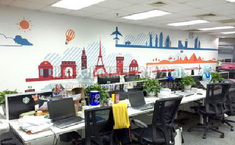 望江教你设计办公室墙绘的方法。