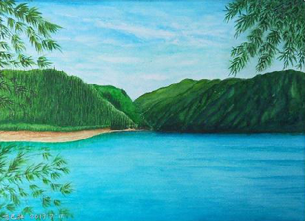 望江在墙绘中，如何绘画绿水青山？